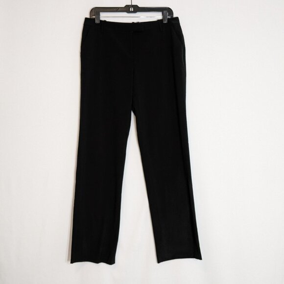 CALVIN KLEIN Black Stretch Mid-Rise Front Zip Straight Leg Career Pants; Size 8 - Picture 1 of 7